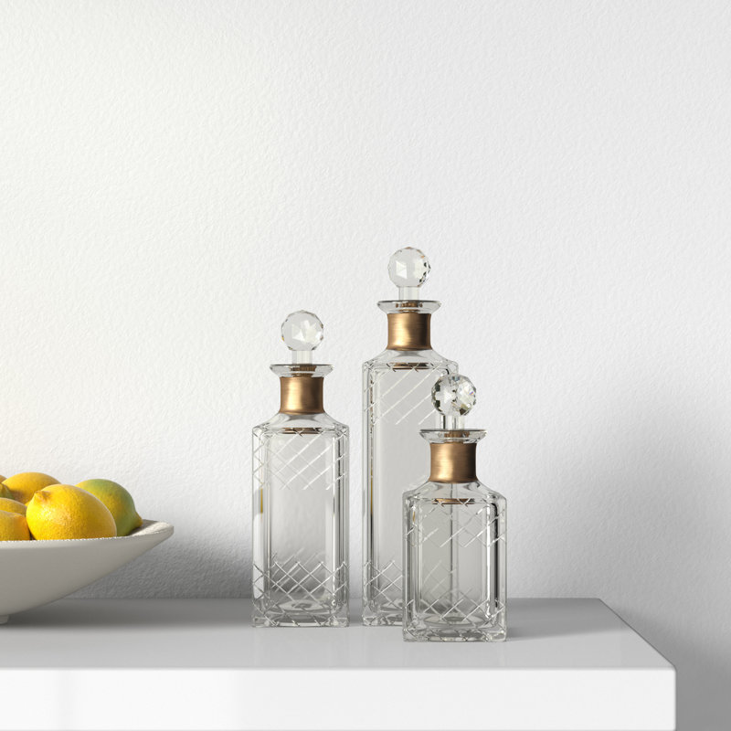 Etched 3 Piece Decorative Bottle Set AllModern